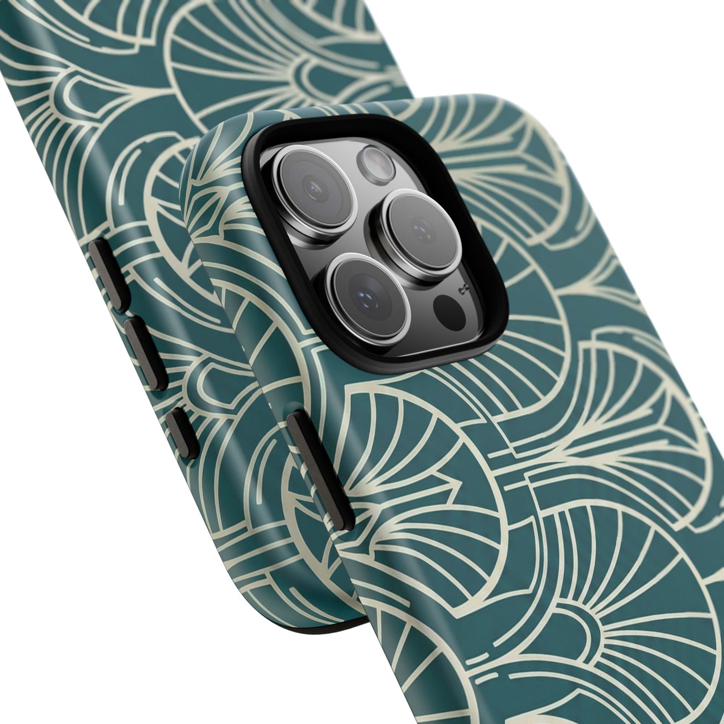 Art Deco Teal Pattern Tough Phone Case — Vintage Geometric Protective Case