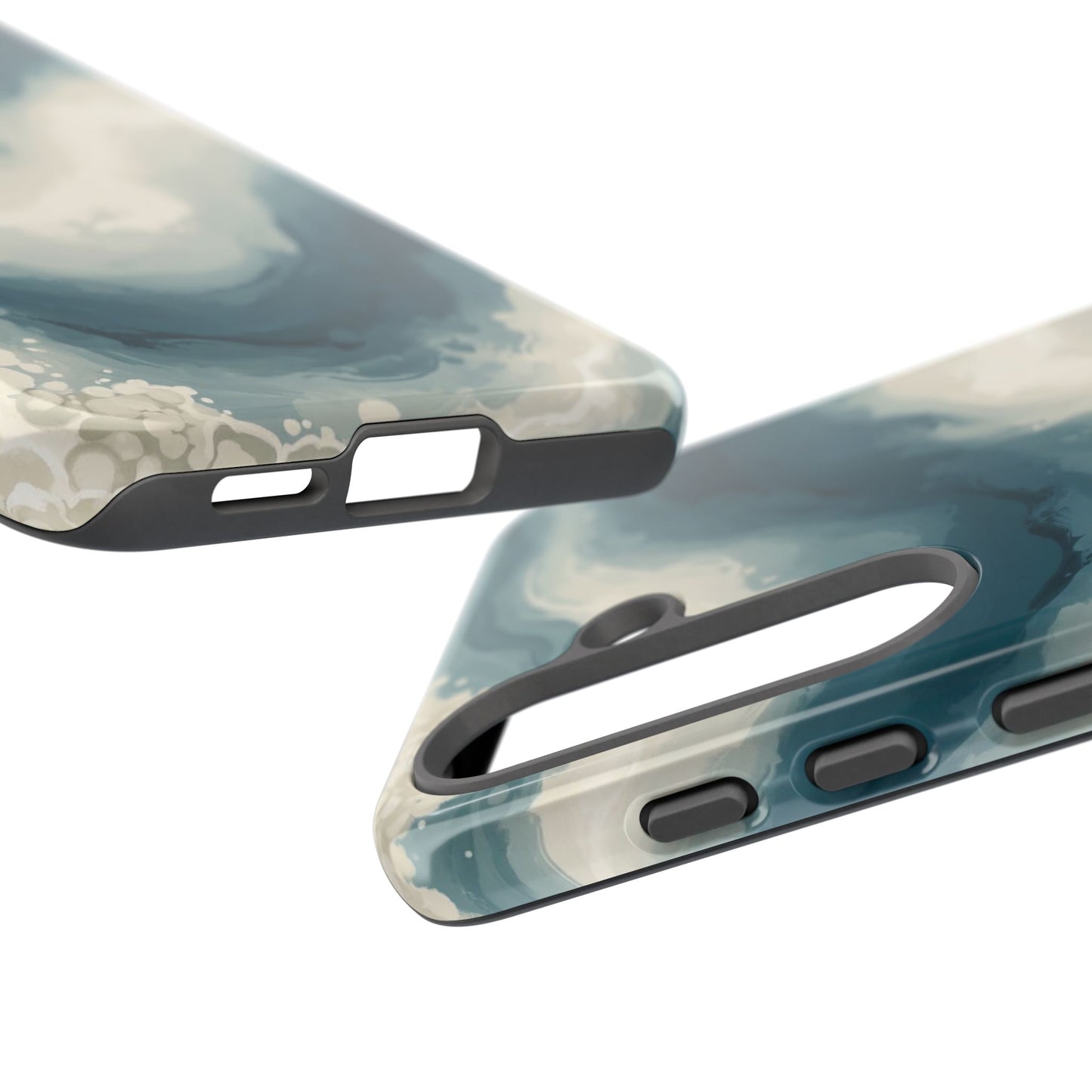 Ocean Wave Marble Phone Case — Teal & Ivory Abstract Tough Case