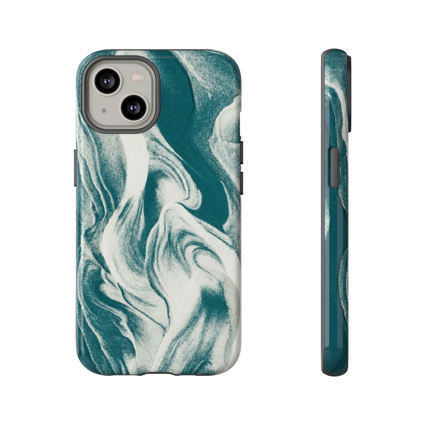 Marble Teal Tough Phone Case — Swirl Pattern Protective Cover