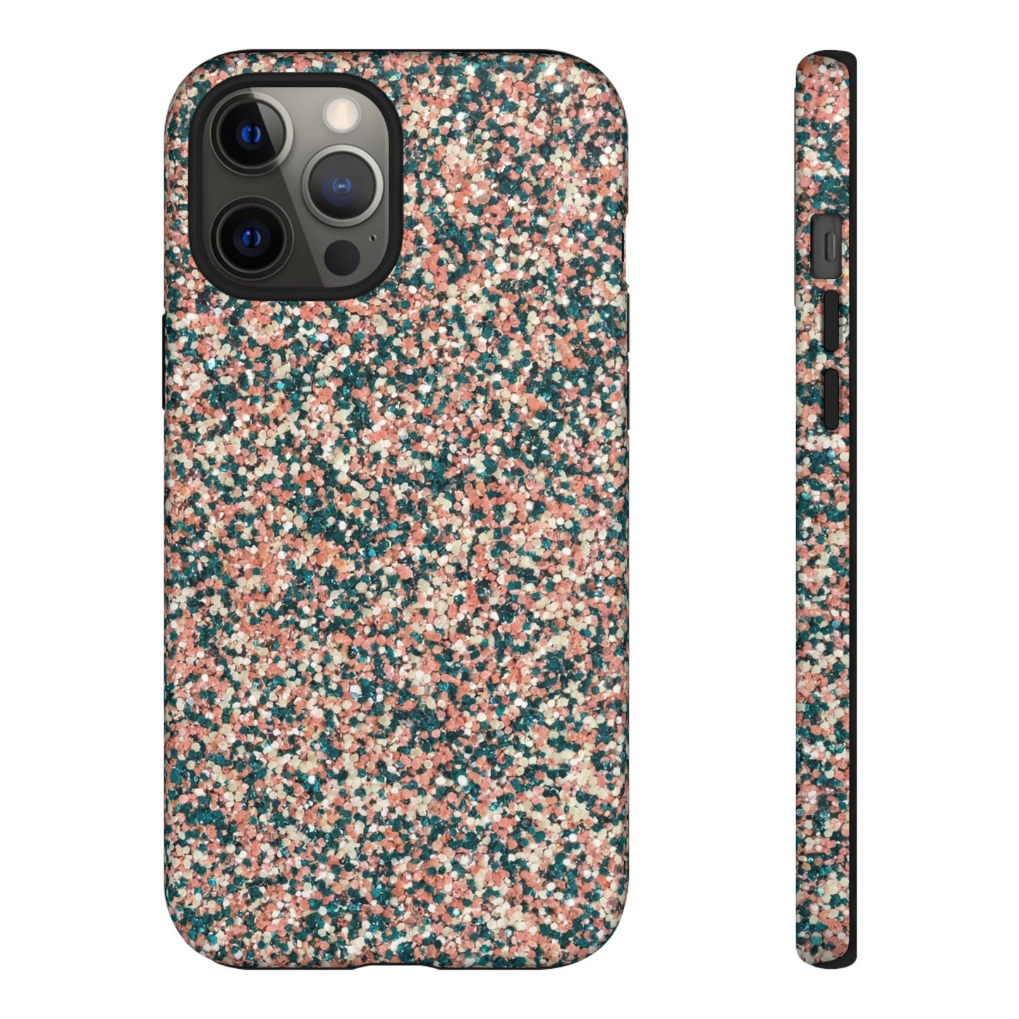 Glitter Speckle Tough Phone Case — Pink & Teal Protective Cover
