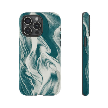 Marble Teal Tough Phone Case — Swirl Pattern Protective Cover