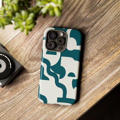 Abstract Teal Shapes Phone Case — Modern Geometric Tough Case