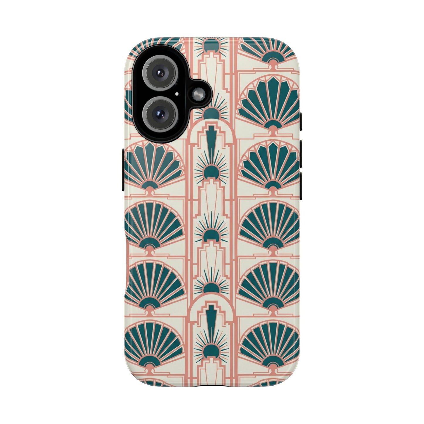 Art Deco Fan Pattern Tough Phone Case — Retro Geometric iPhone Cover