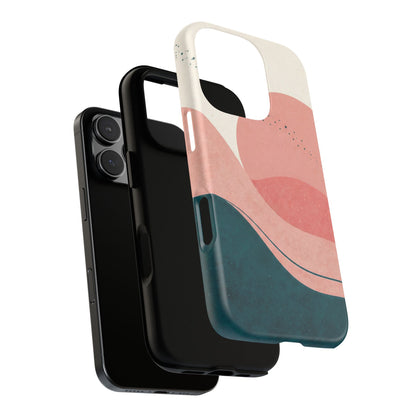 Abstract Sunset Phone Case — Pink & Teal Wave Tough Case