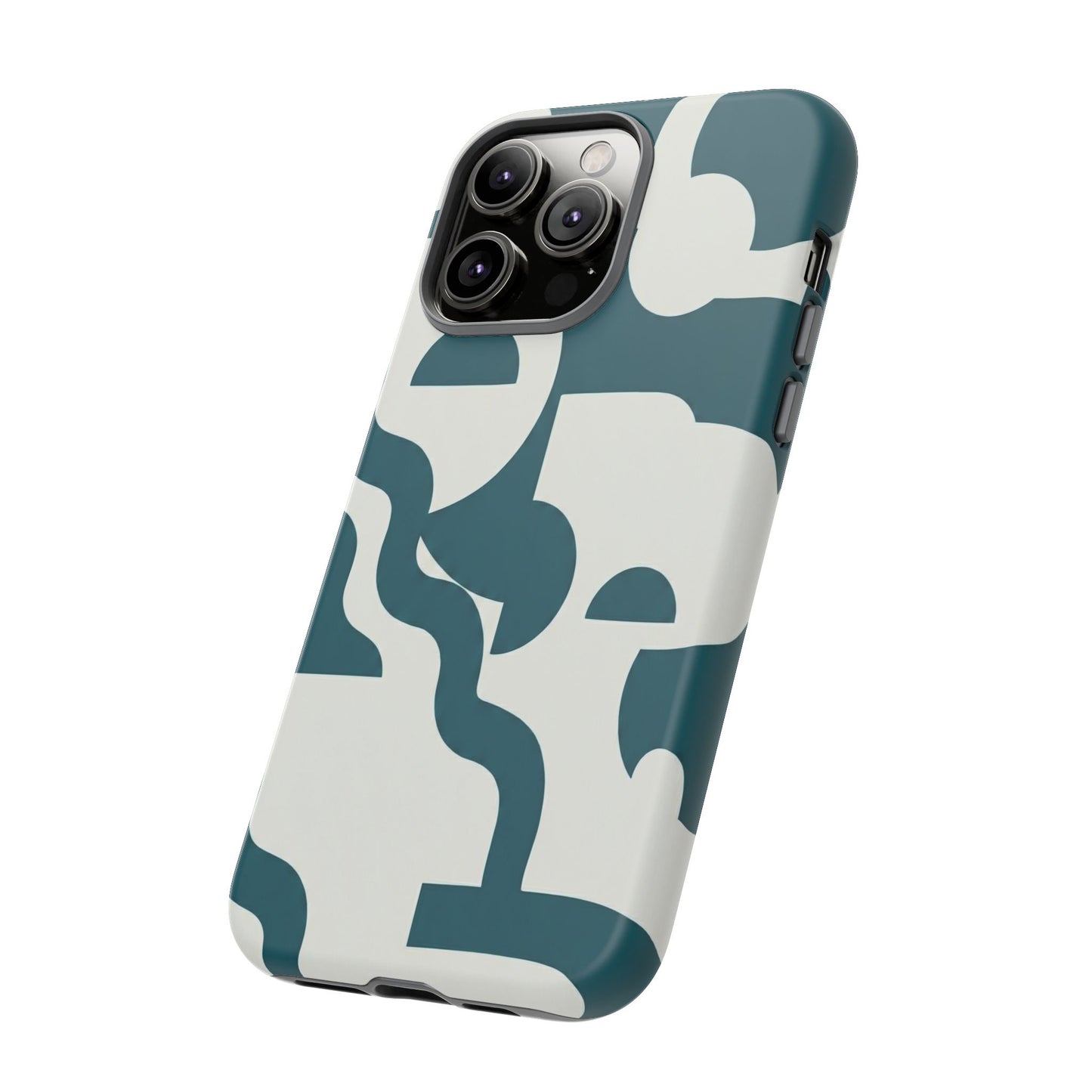 Abstract Teal Shapes Phone Case — Modern Geometric Tough Case