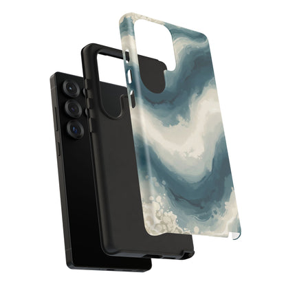 Ocean Wave Marble Phone Case — Teal & Ivory Abstract Tough Case