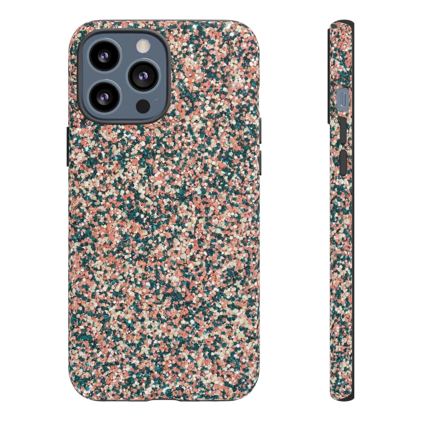 Glitter Speckle Tough Phone Case — Pink & Teal Protective Cover