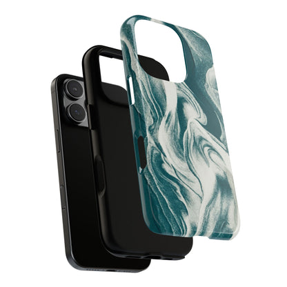 Marble Teal Tough Phone Case — Swirl Pattern Protective Cover