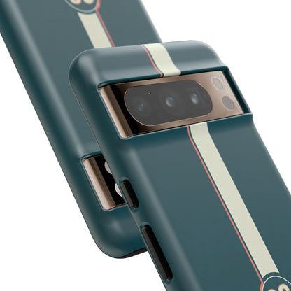 Racing Stripe Phone Case - Retro Teal with Number 86