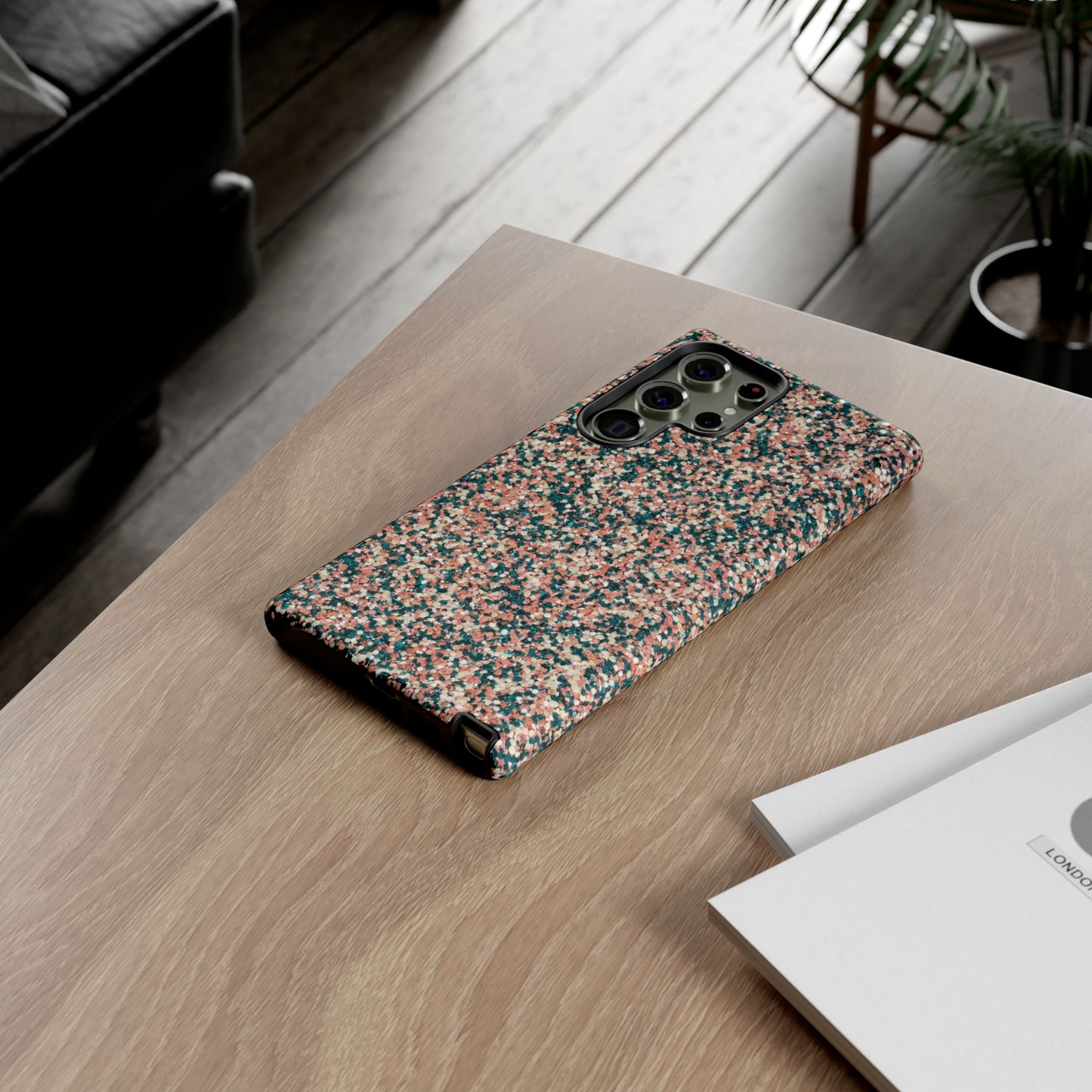 Speckled Pink & Teal Tough Phone Case — Durable Protective Cover