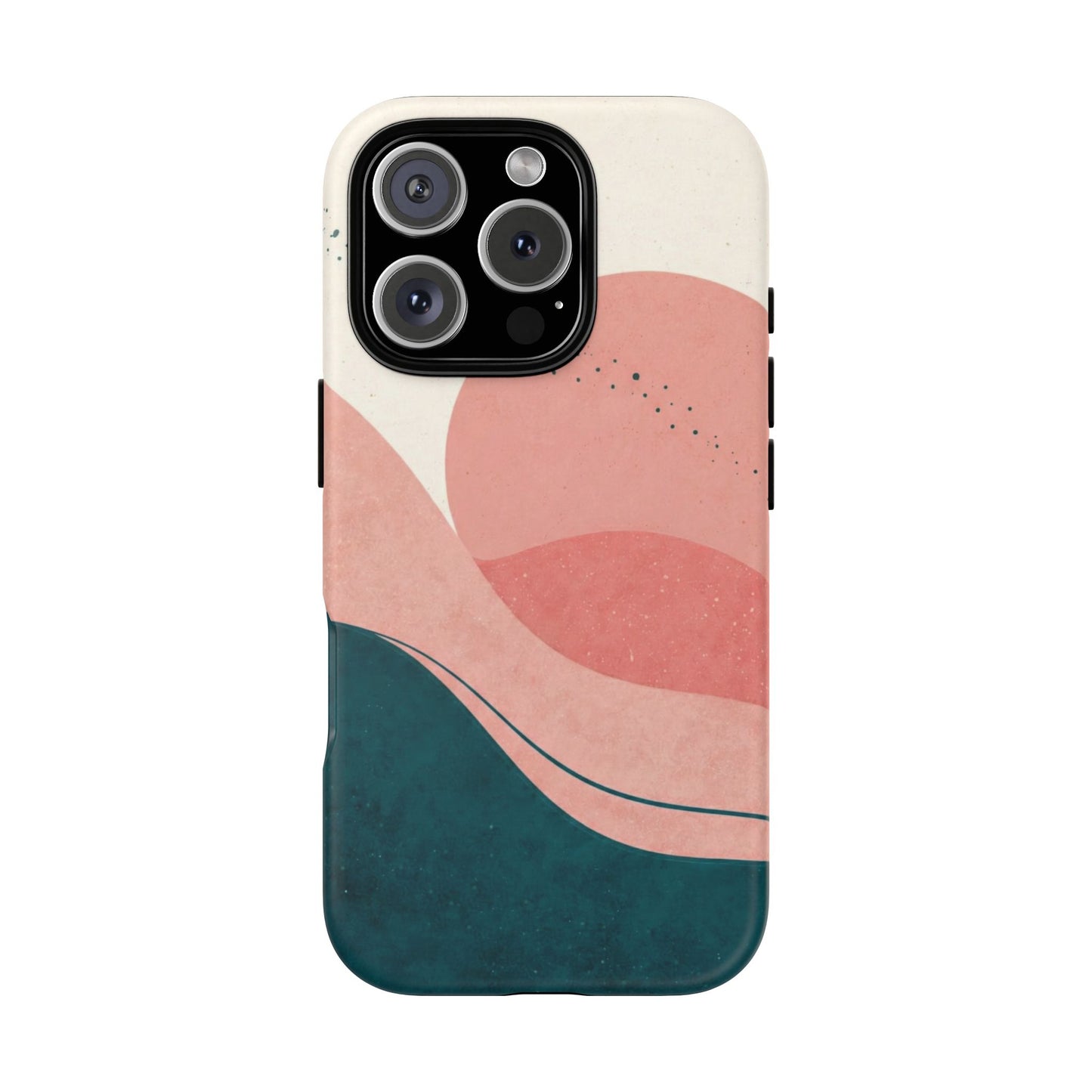 Abstract Sunset Phone Case — Pink & Teal Wave Tough Case