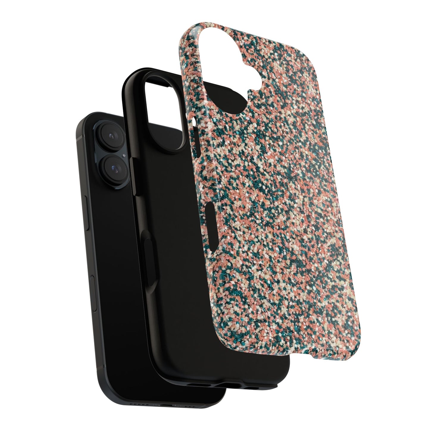 Glitter Speckle Tough Phone Case — Pink & Teal Protective Cover
