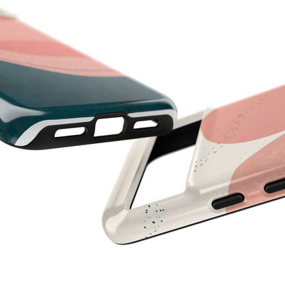 Abstract Sunset Phone Case — Pink & Teal Wave Tough Case