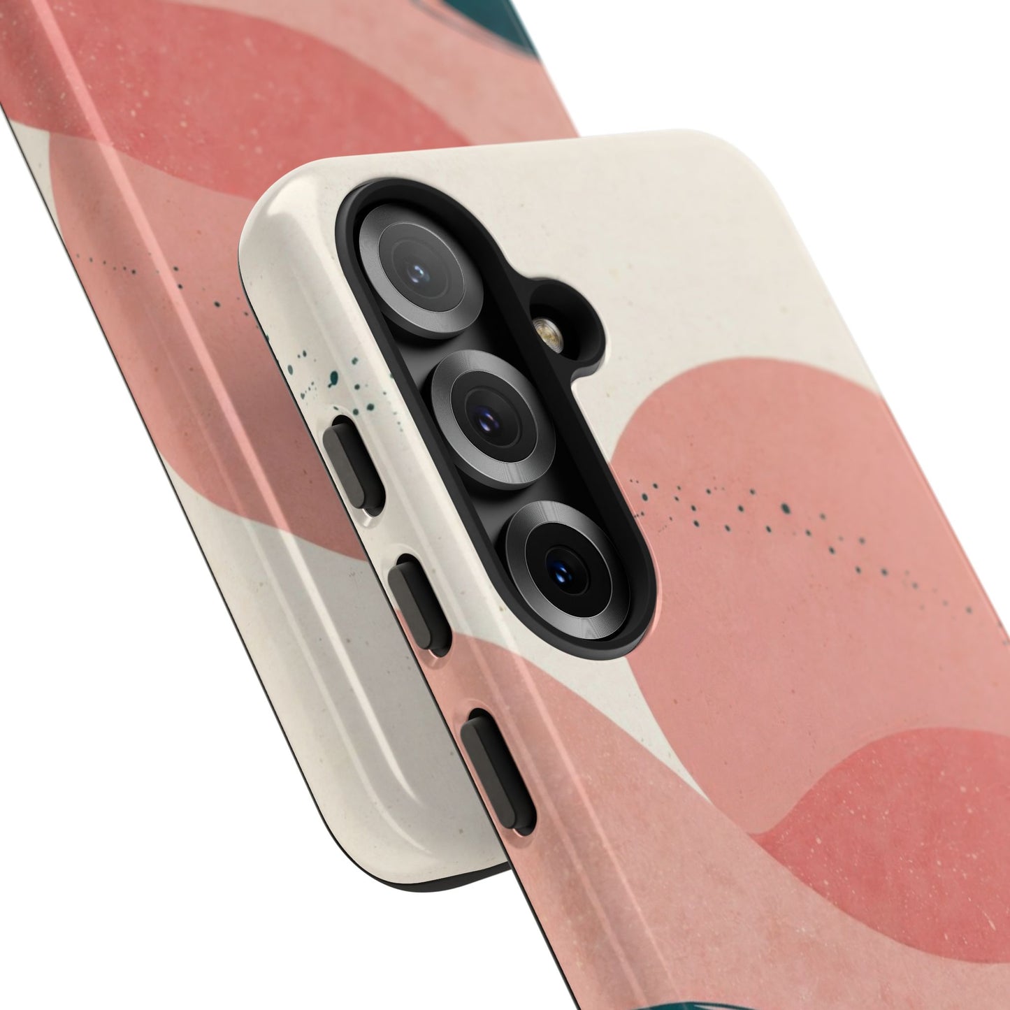 Abstract Sunset Waves Tough Phone Case — Pink & Teal Protective Cover