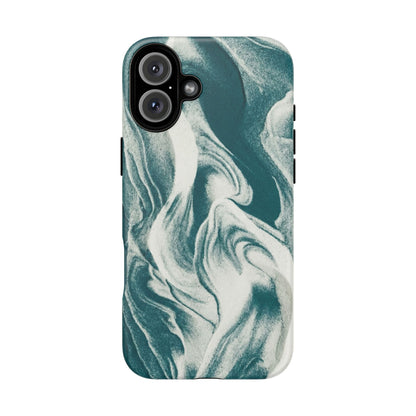 Marble Teal Tough Phone Case — Swirl Pattern Protective Cover