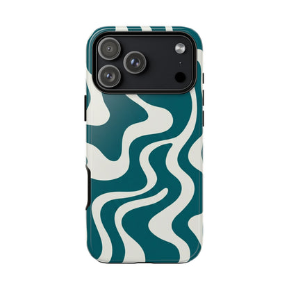 Teal Retro Swirl Tough Phone Case