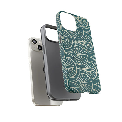 Art Deco Teal Pattern Tough Phone Case — Vintage Geometric Protective Case