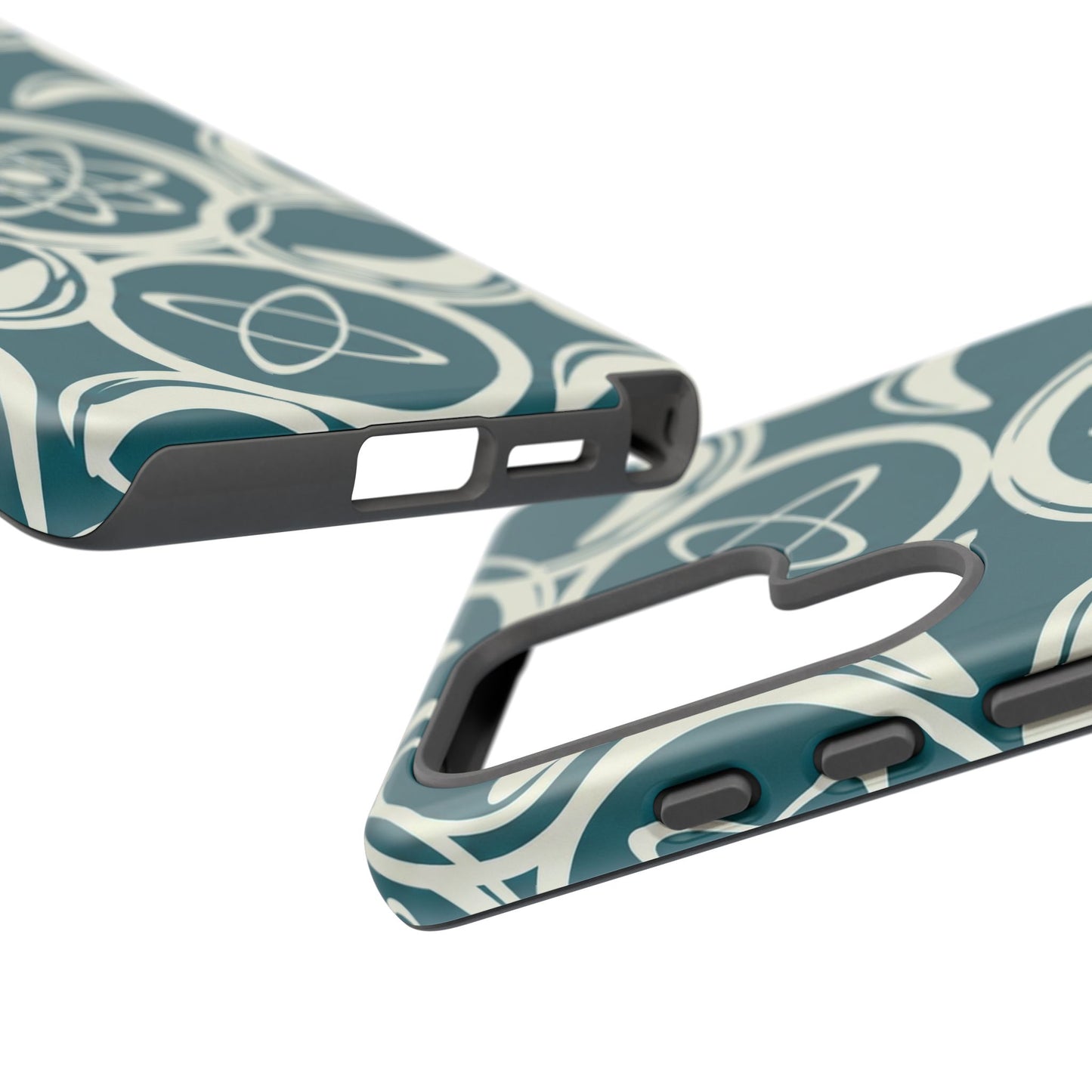 Atomic Geo Tough Phone Case — Teal Retro Science Pattern