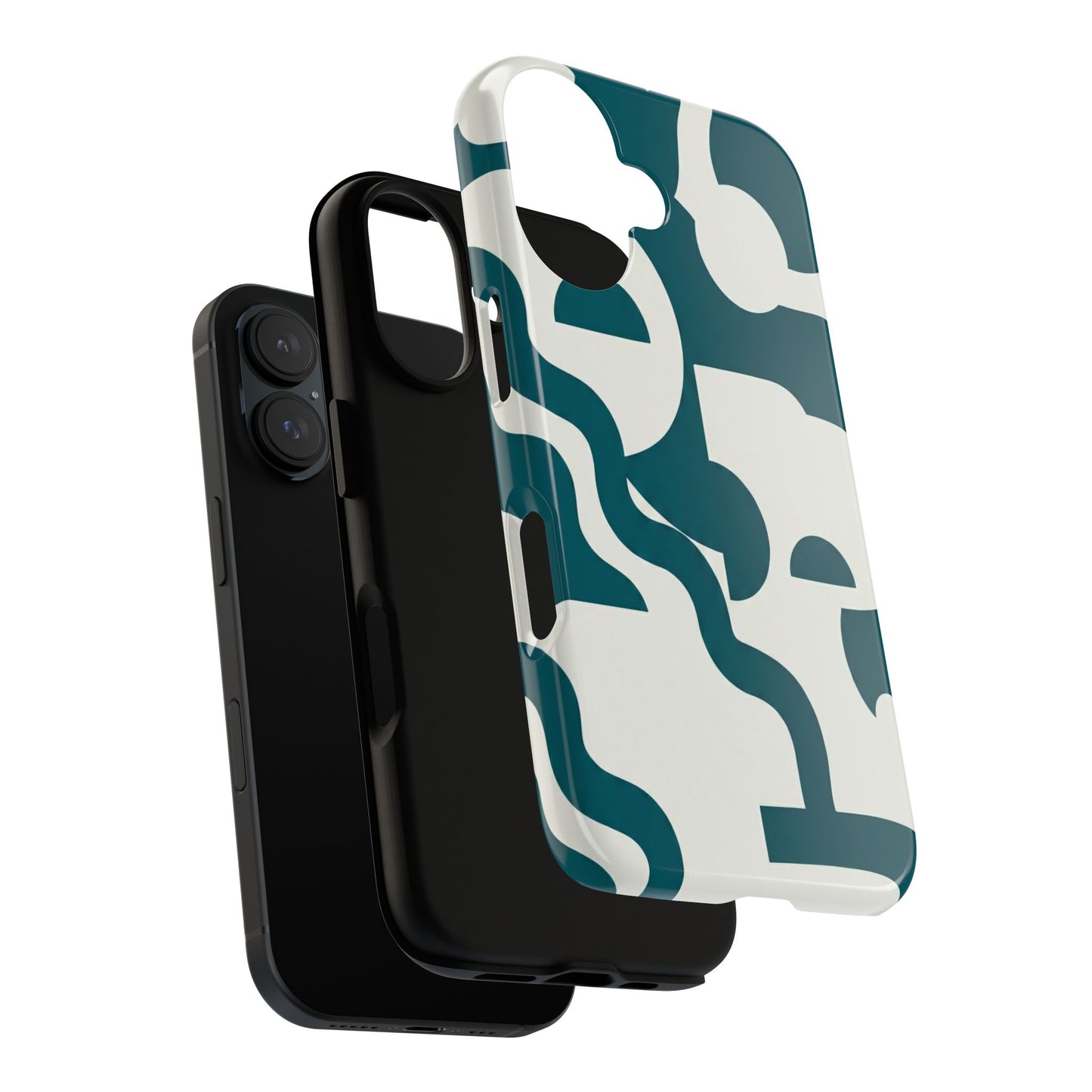 Abstract Teal Shapes Phone Case — Modern Geometric Tough Case
