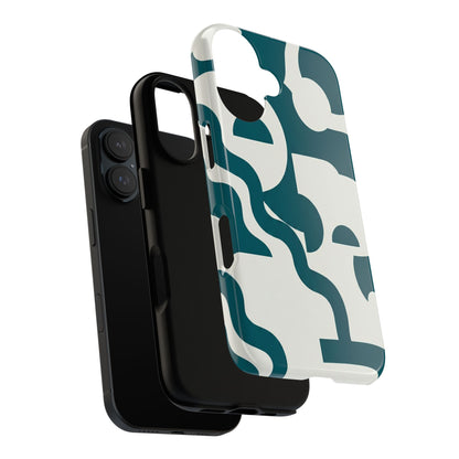 Abstract Teal Shapes Phone Case — Modern Geometric Tough Case