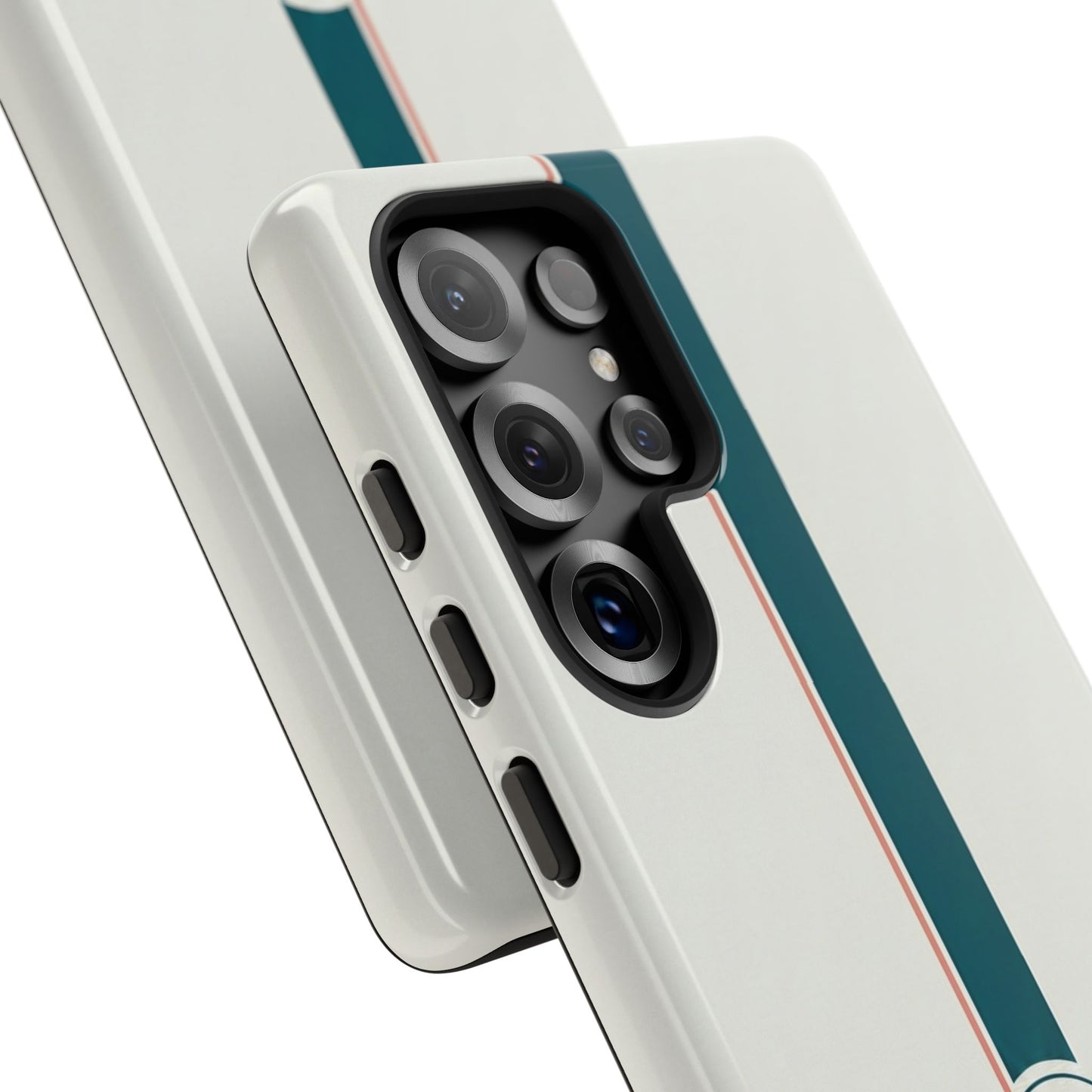 Racing Stripe Tough Phone Case — Retro White With '86 Circle Badge