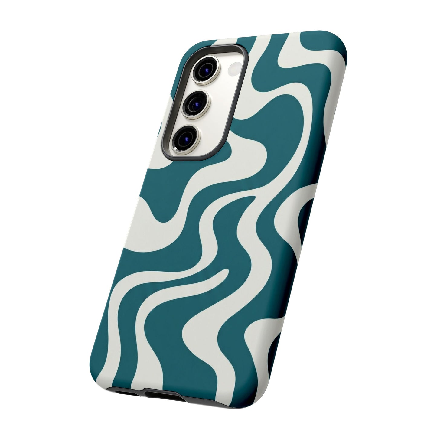 Abstract Teal Swirl Phone Case — Retro Wavy Tough Case