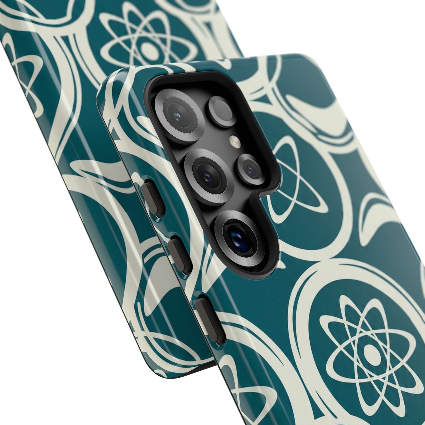 Atomic Geo Tough Phone Case — Teal Retro Science Pattern