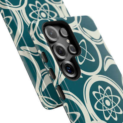 Atomic Geo Tough Phone Case — Teal Retro Science Pattern