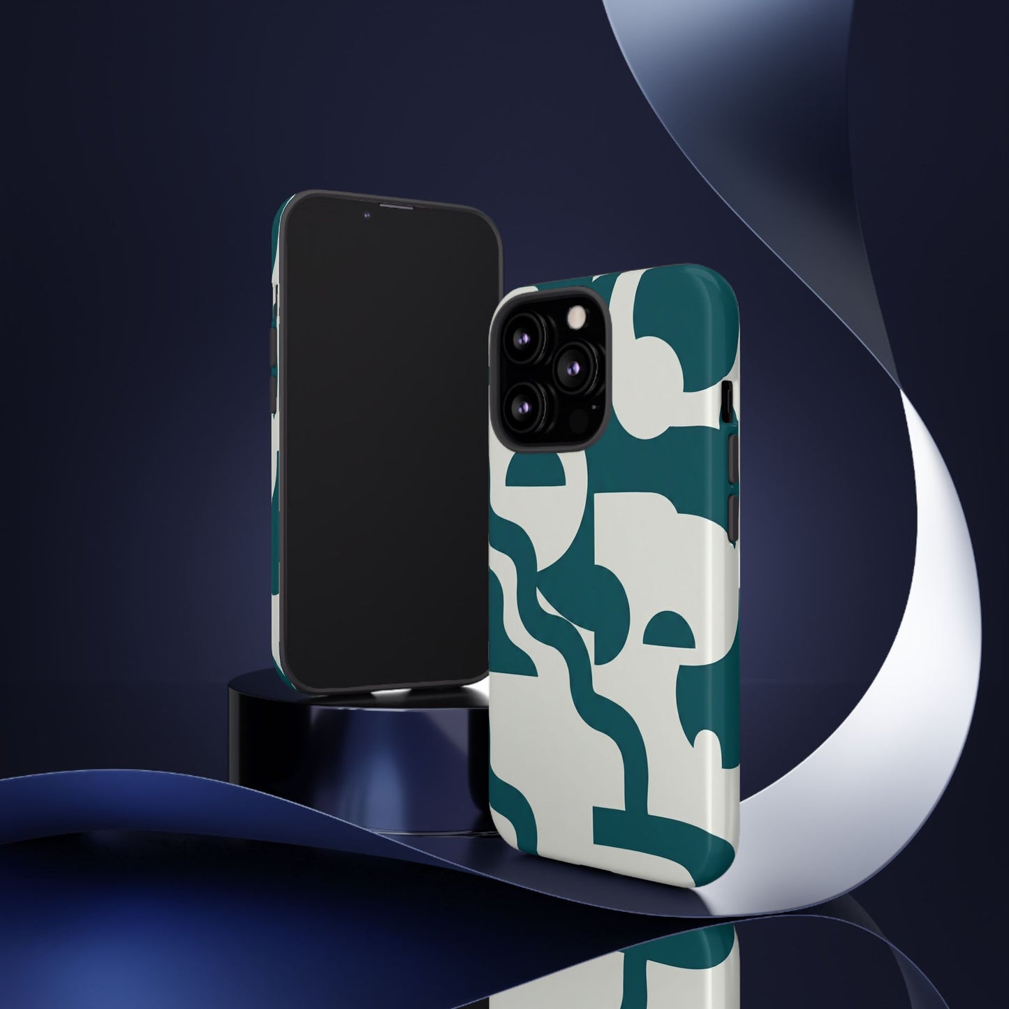 Abstract Teal Shapes Phone Case — Modern Geometric Tough Case