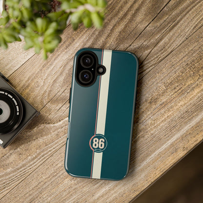 Racing Stripe Phone Case - Retro Teal with Number 86