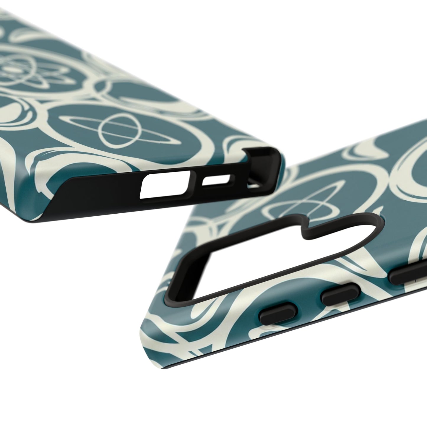 Atomic Geo Tough Phone Case — Teal Retro Science Pattern