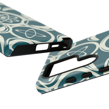 Atomic Geo Tough Phone Case — Teal Retro Science Pattern