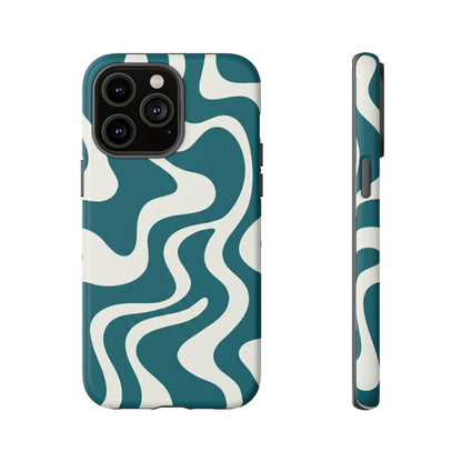 Teal Retro Swirl Tough Phone Case