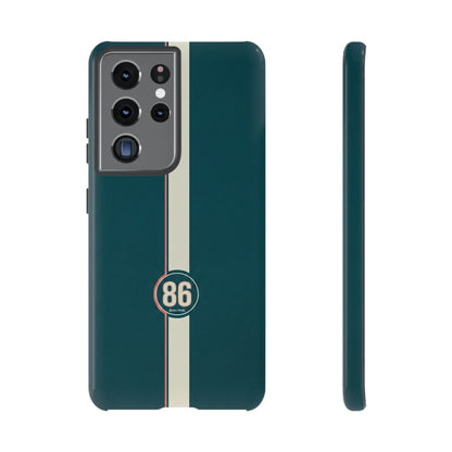 Racing Stripe Phone Case - Retro Teal with Number 86