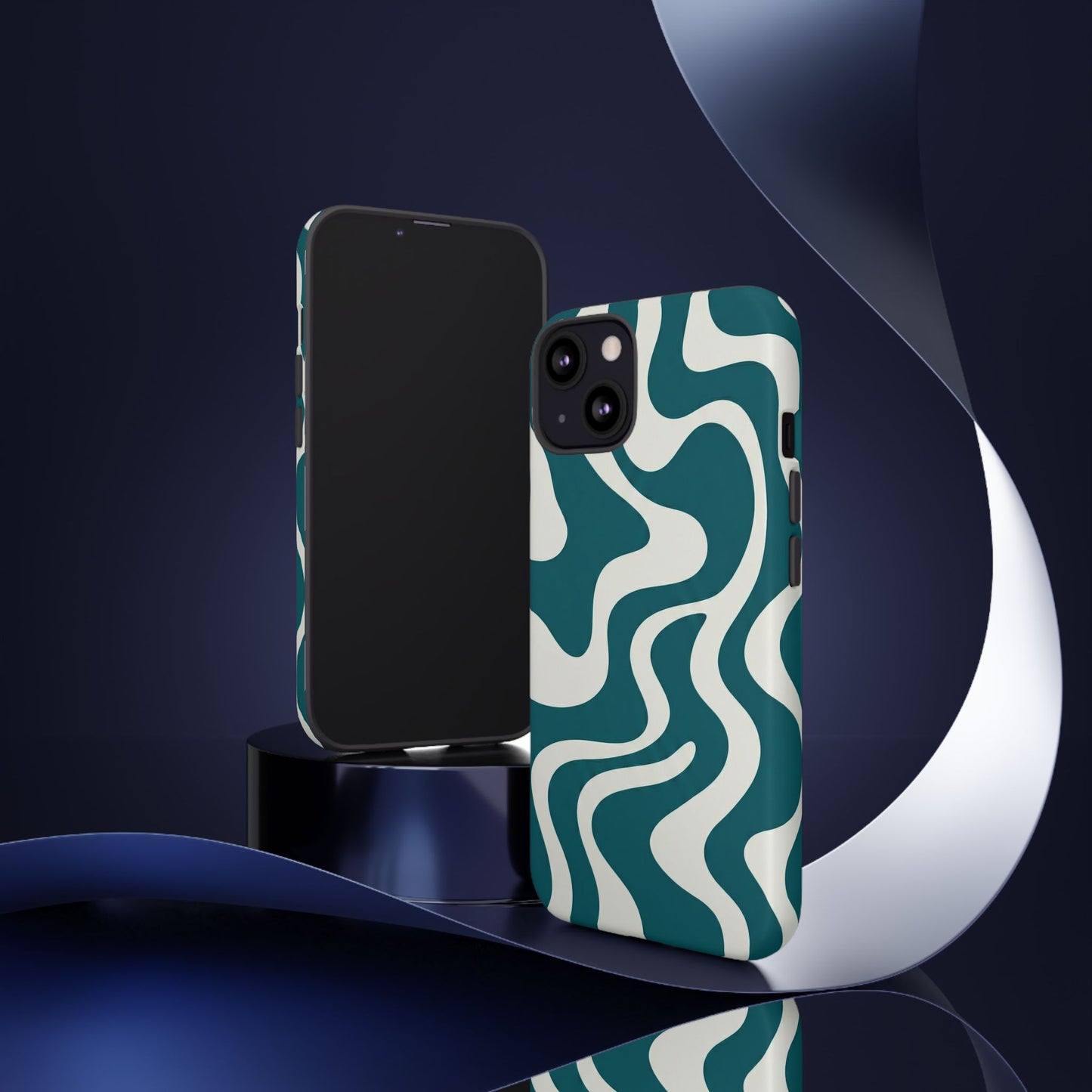 Teal Retro Swirl Tough Phone Case