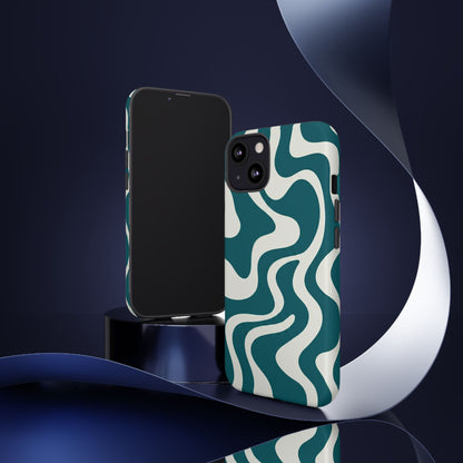 Teal Retro Swirl Tough Phone Case
