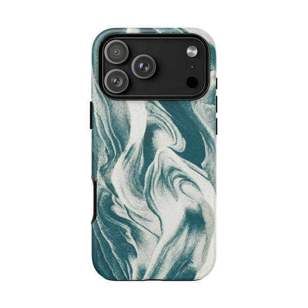 Marble Teal Tough Phone Case — Swirl Pattern Protective Cover