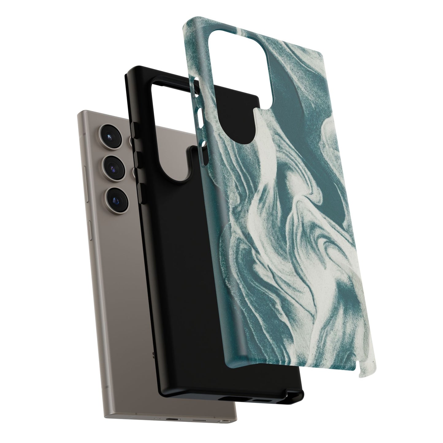 Teal Marble Tough Phone Case — Protective Artistic Swirl Design