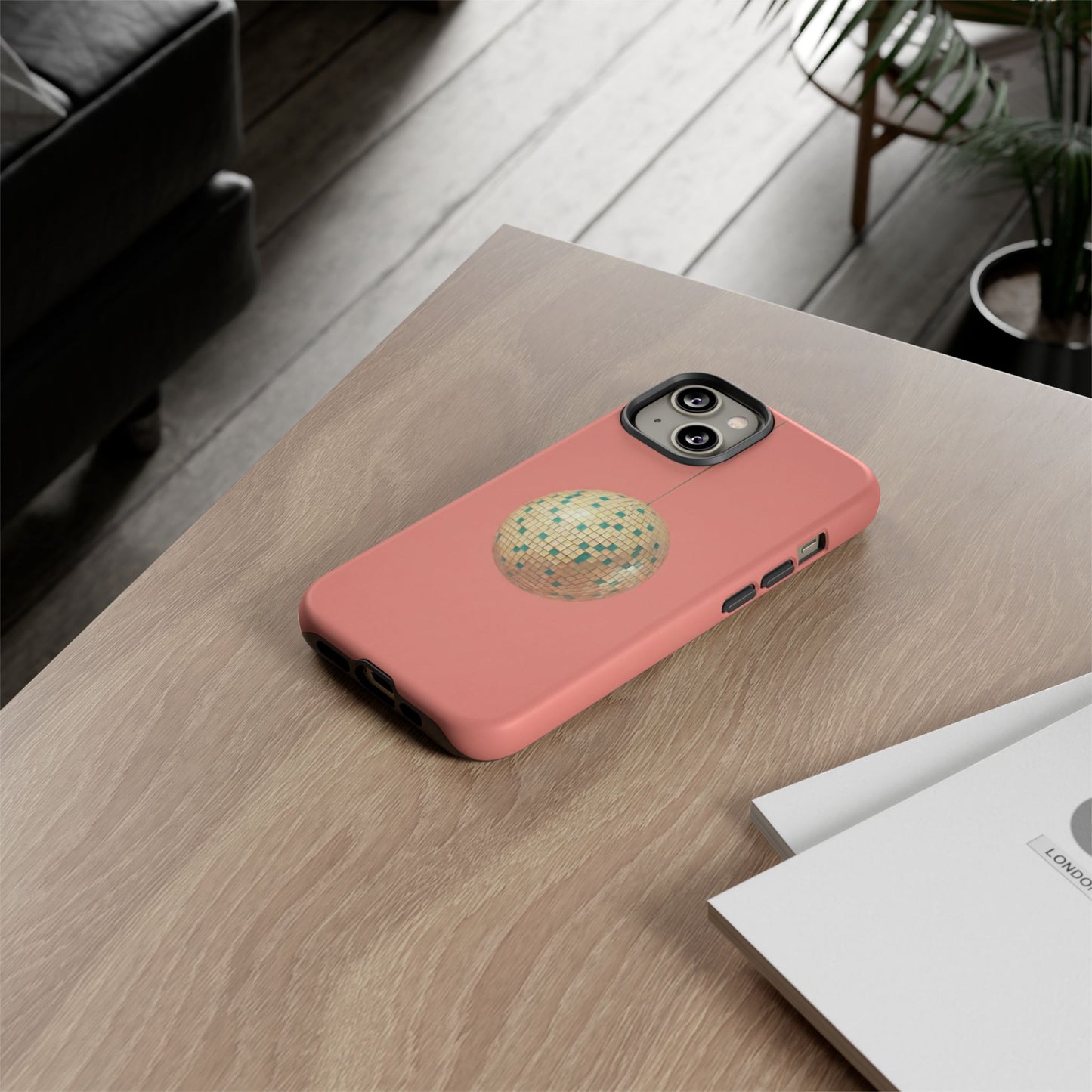 Disco Ball Tough Phone Case — Retro Pink Protective iPhone Cover