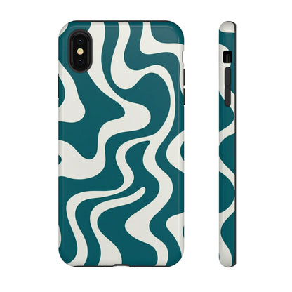 Teal Retro Swirl Tough Phone Case