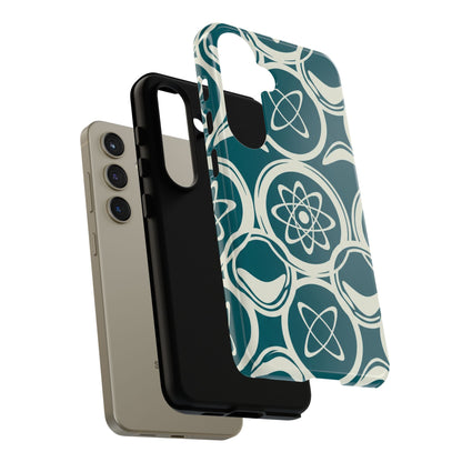 Atomic Geo Tough Phone Case — Teal Retro Science Pattern