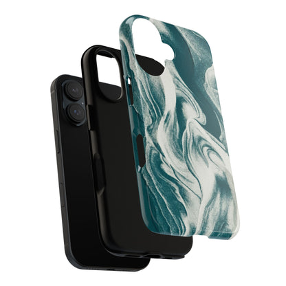 Marble Teal Tough Phone Case — Swirl Pattern Protective Cover