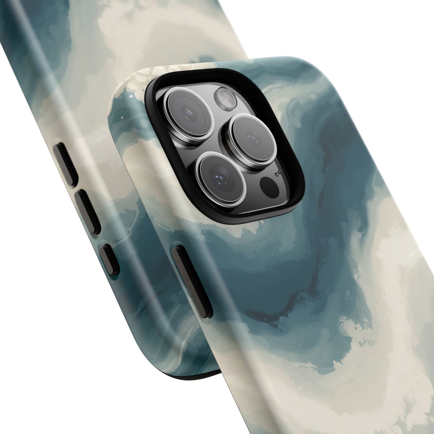 Ocean Wave Marble Phone Case — Teal & Ivory Abstract Tough Case