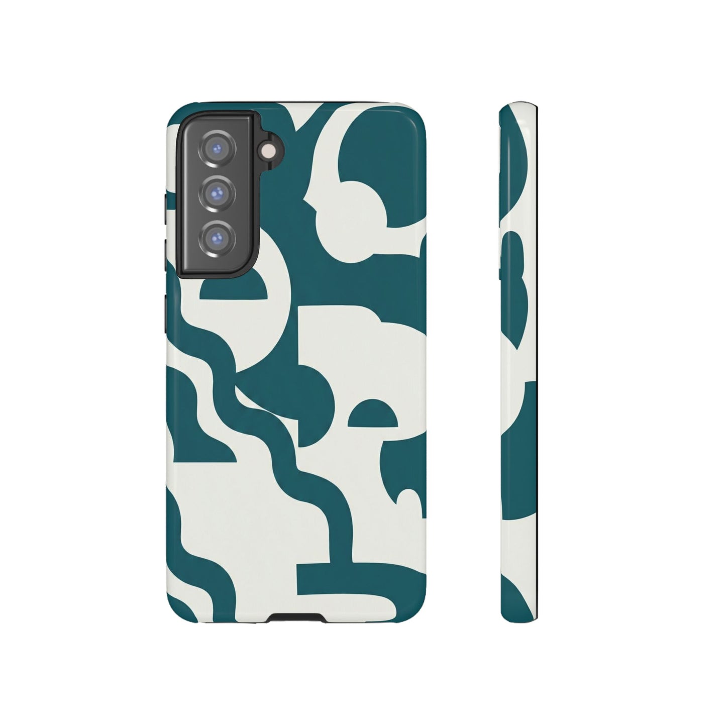 Abstract Teal Pattern Phone Case — Modern Geometric Tough Case