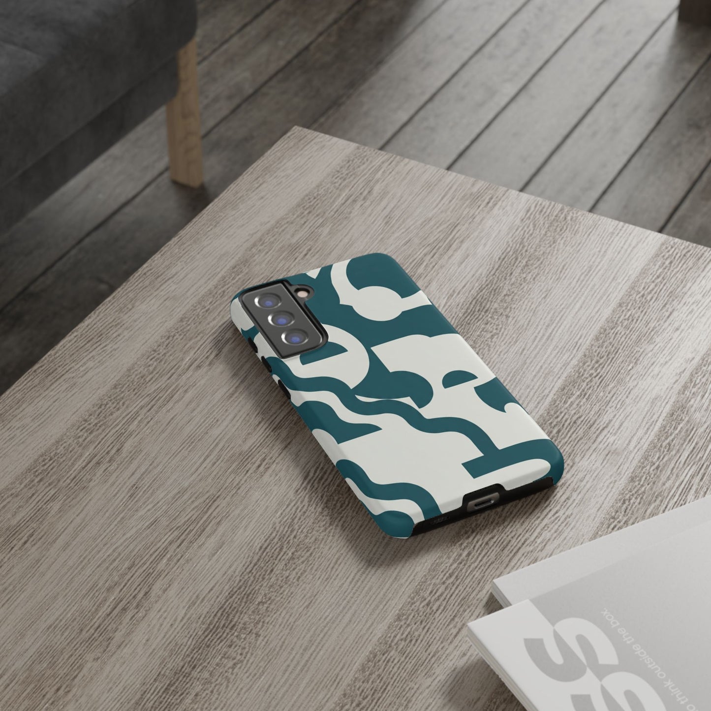 Abstract Teal Pattern Phone Case — Modern Geometric Tough Case