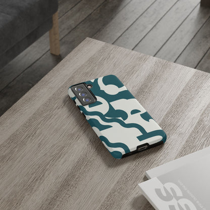 Abstract Teal Pattern Phone Case — Modern Geometric Tough Case