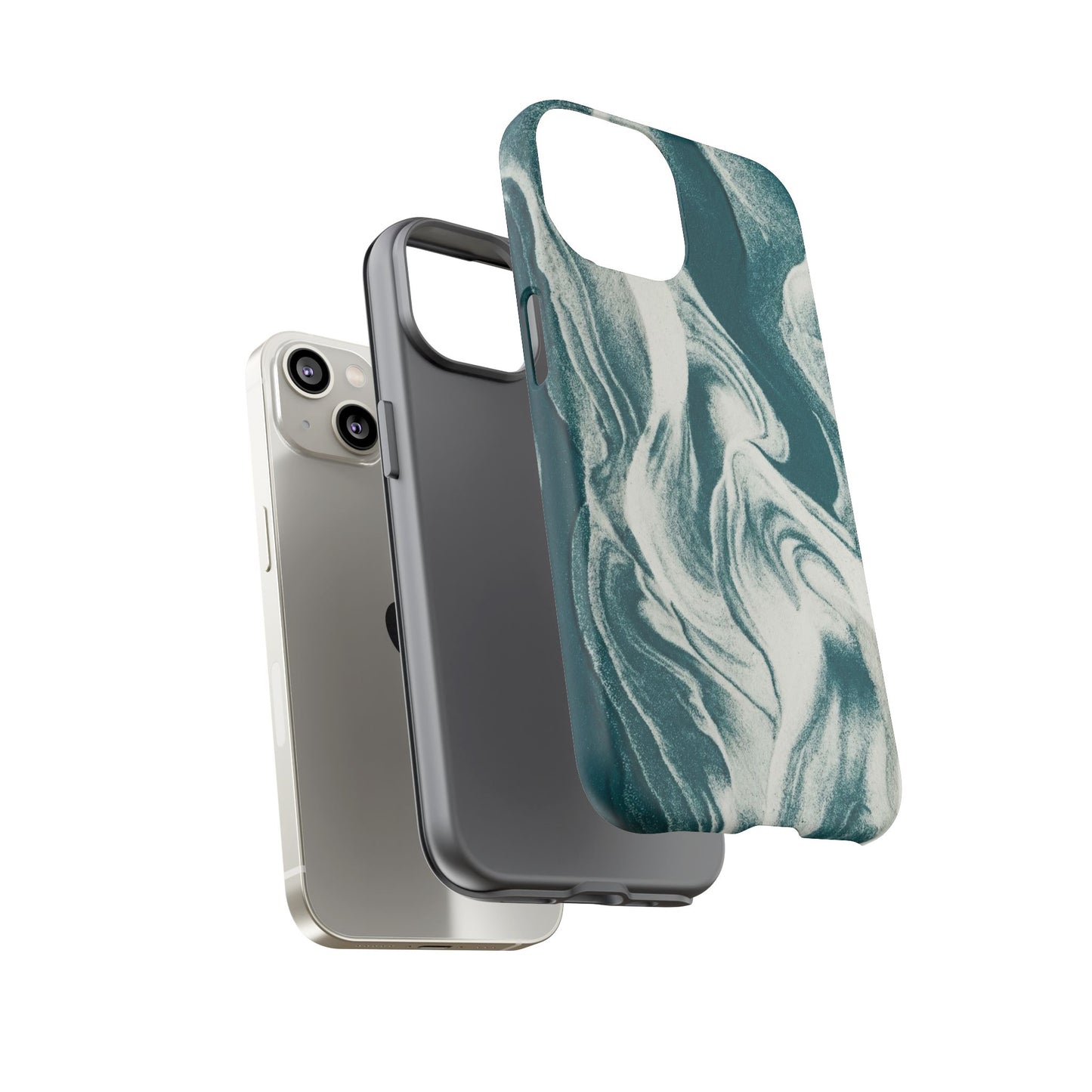 Marble Teal Tough Phone Case — Swirl Pattern Protective Cover