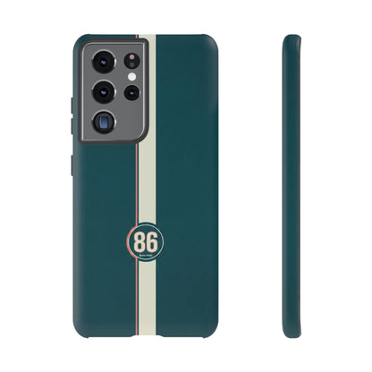 Racing Stripe Phone Case - Retro Teal with Number 86