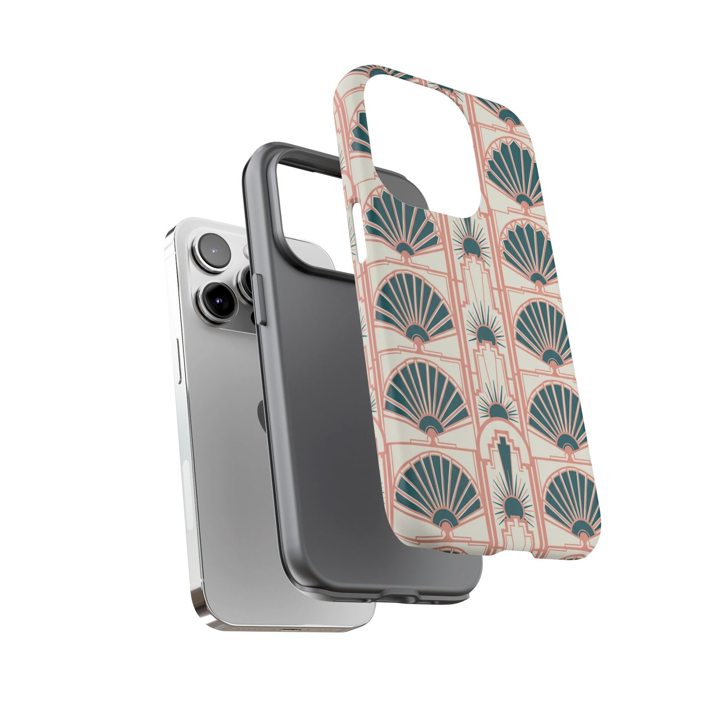 Art Deco Fan Pattern Tough Phone Case — Retro Geometric iPhone Cover