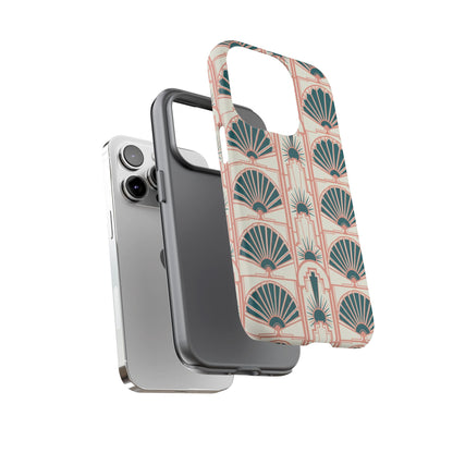 Art Deco Fan Pattern Tough Phone Case — Retro Geometric iPhone Cover